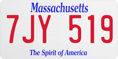 MA license plate 7JY519