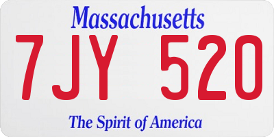 MA license plate 7JY520