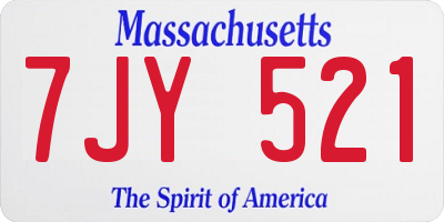 MA license plate 7JY521
