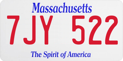 MA license plate 7JY522
