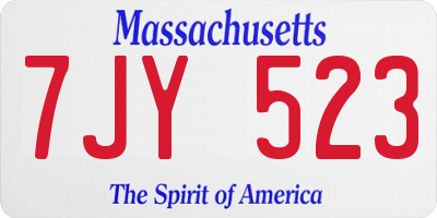 MA license plate 7JY523