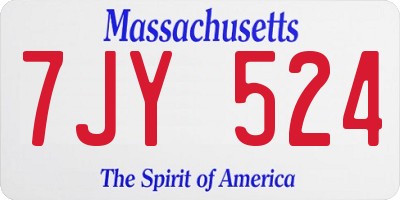 MA license plate 7JY524
