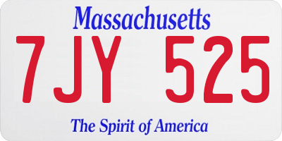 MA license plate 7JY525