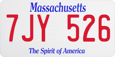 MA license plate 7JY526