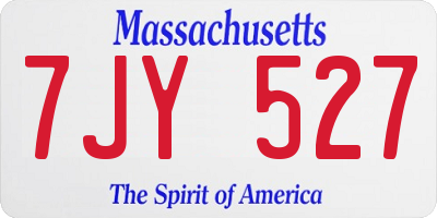 MA license plate 7JY527