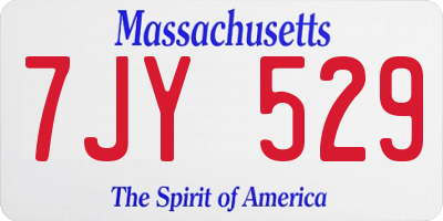 MA license plate 7JY529