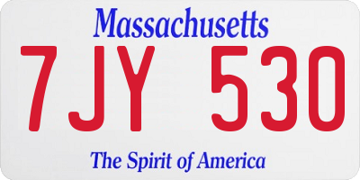 MA license plate 7JY530