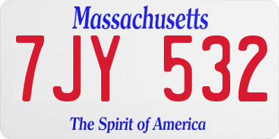 MA license plate 7JY532