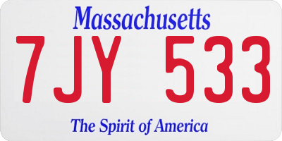 MA license plate 7JY533