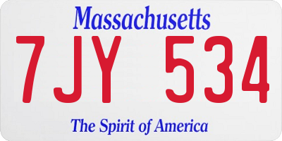 MA license plate 7JY534