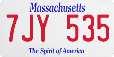 MA license plate 7JY535
