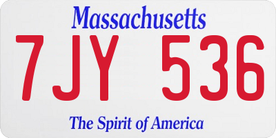 MA license plate 7JY536