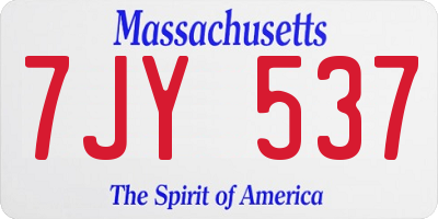 MA license plate 7JY537