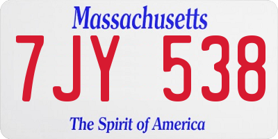 MA license plate 7JY538
