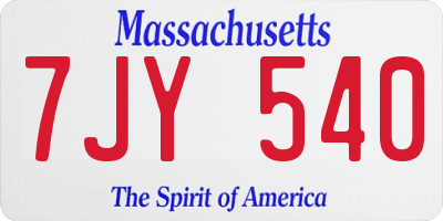 MA license plate 7JY540