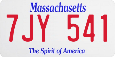 MA license plate 7JY541