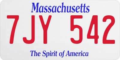 MA license plate 7JY542