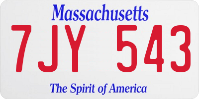 MA license plate 7JY543