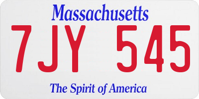MA license plate 7JY545
