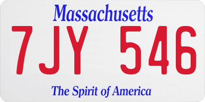 MA license plate 7JY546
