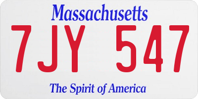 MA license plate 7JY547