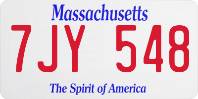 MA license plate 7JY548