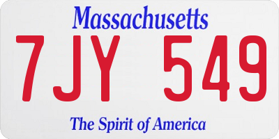 MA license plate 7JY549