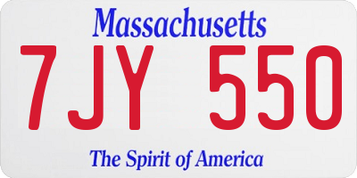 MA license plate 7JY550