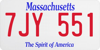 MA license plate 7JY551