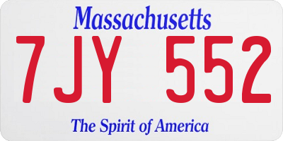 MA license plate 7JY552