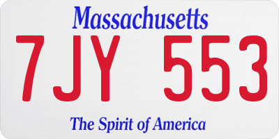 MA license plate 7JY553