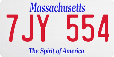 MA license plate 7JY554