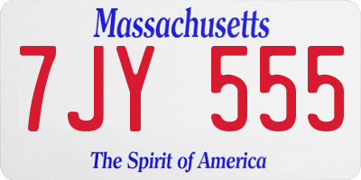 MA license plate 7JY555