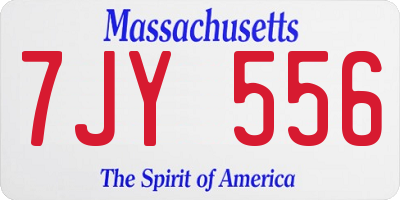 MA license plate 7JY556