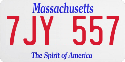 MA license plate 7JY557