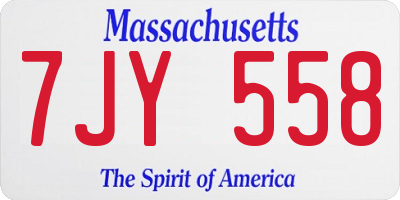 MA license plate 7JY558