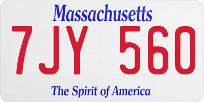 MA license plate 7JY560