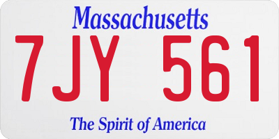 MA license plate 7JY561