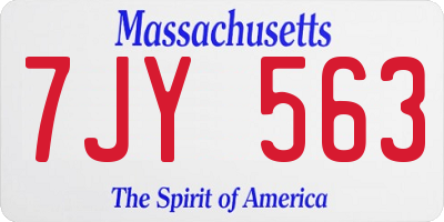 MA license plate 7JY563