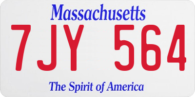 MA license plate 7JY564