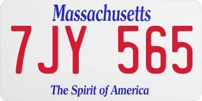 MA license plate 7JY565