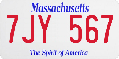 MA license plate 7JY567