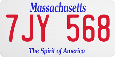 MA license plate 7JY568