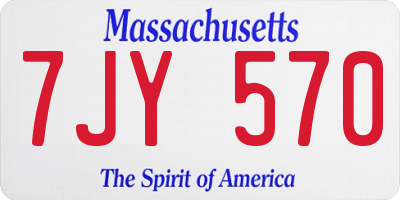 MA license plate 7JY570