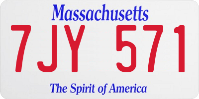 MA license plate 7JY571