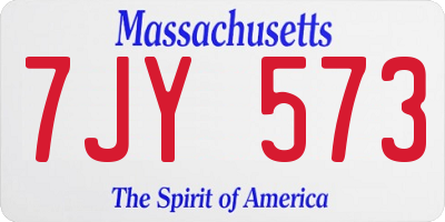 MA license plate 7JY573