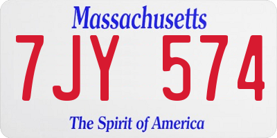 MA license plate 7JY574