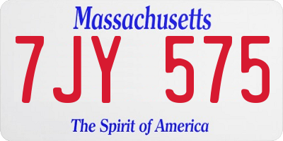 MA license plate 7JY575