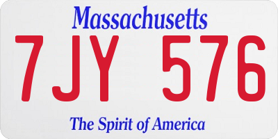 MA license plate 7JY576