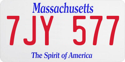 MA license plate 7JY577